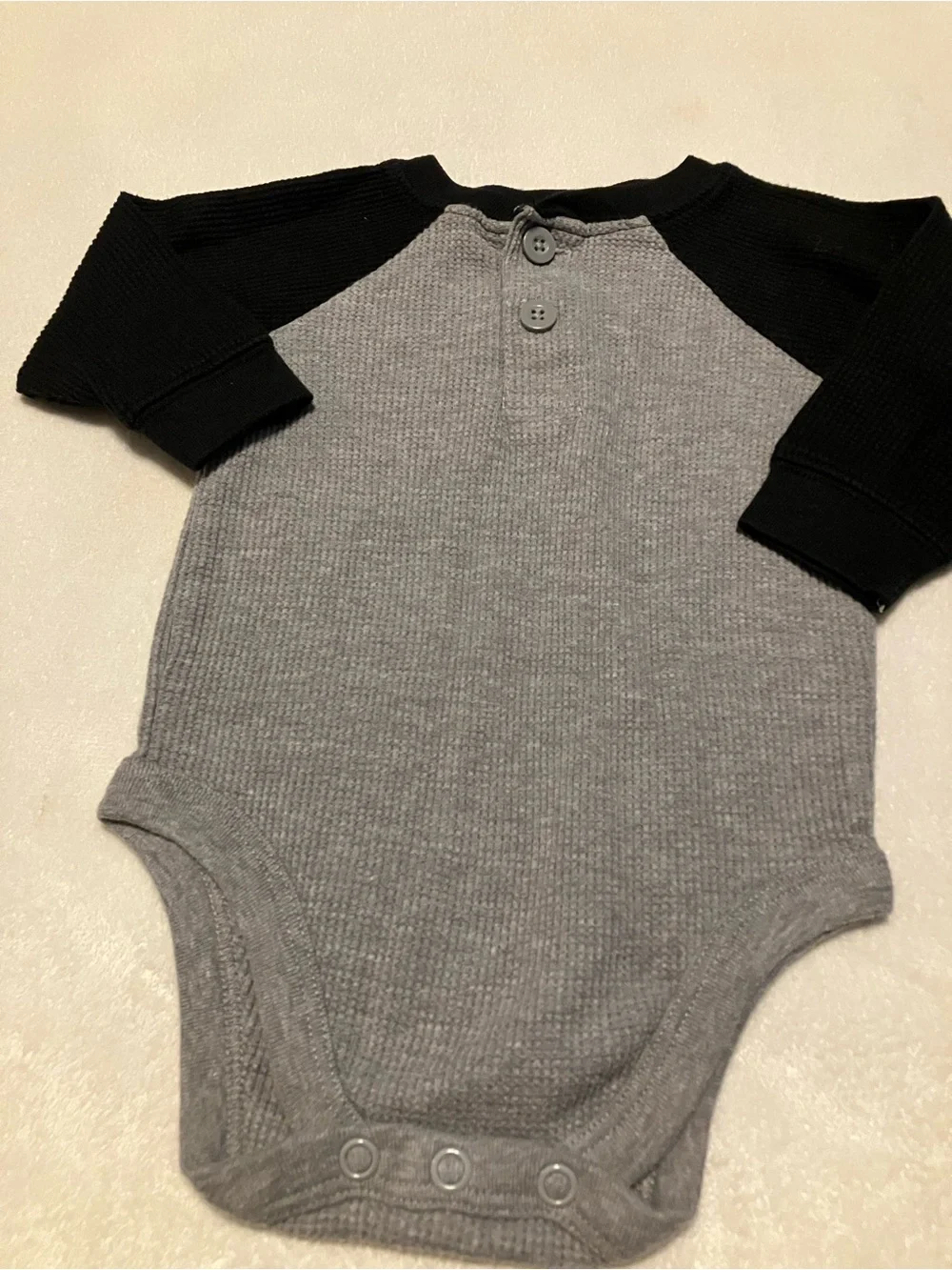 Garanimals Gray and Black Long-Sleeve Baby Bodysuit and Blue Jeans